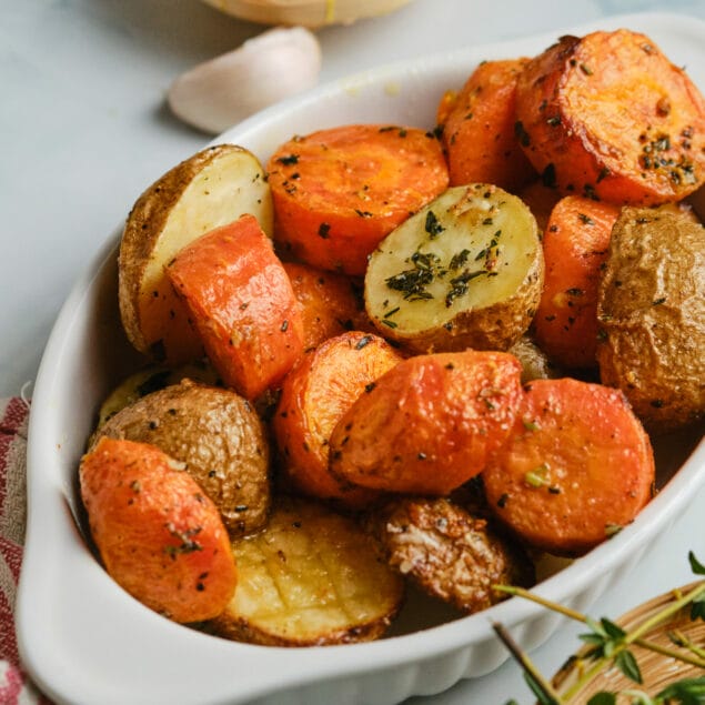 Roasted Potatoes and Carrots Recipe featured image top shot