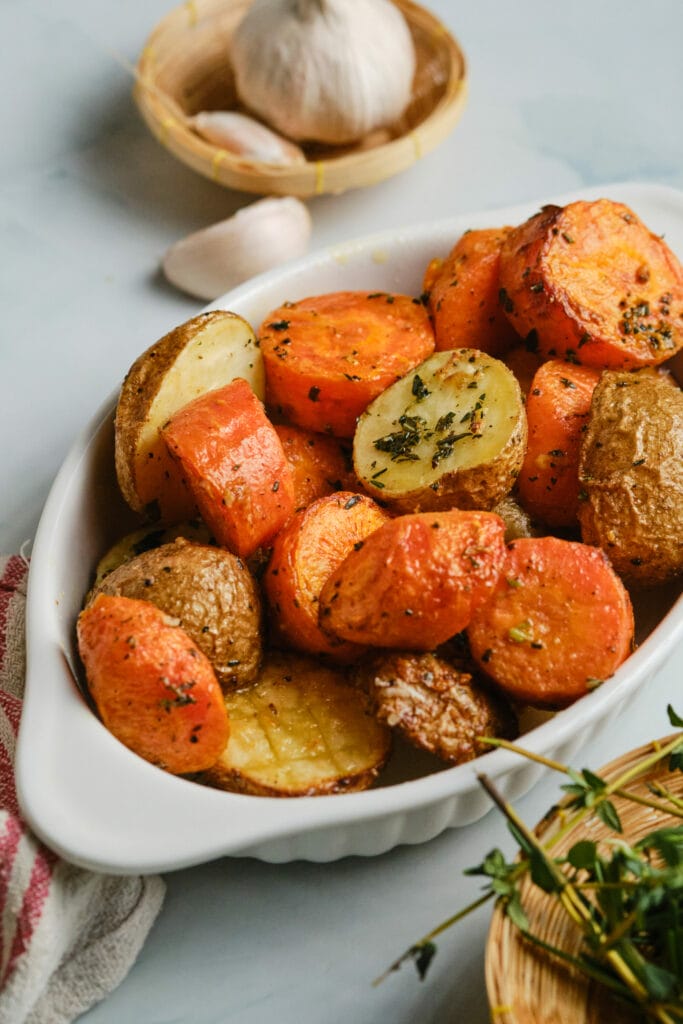 Roasted Potatoes and Carrots Recipe featured image top shot