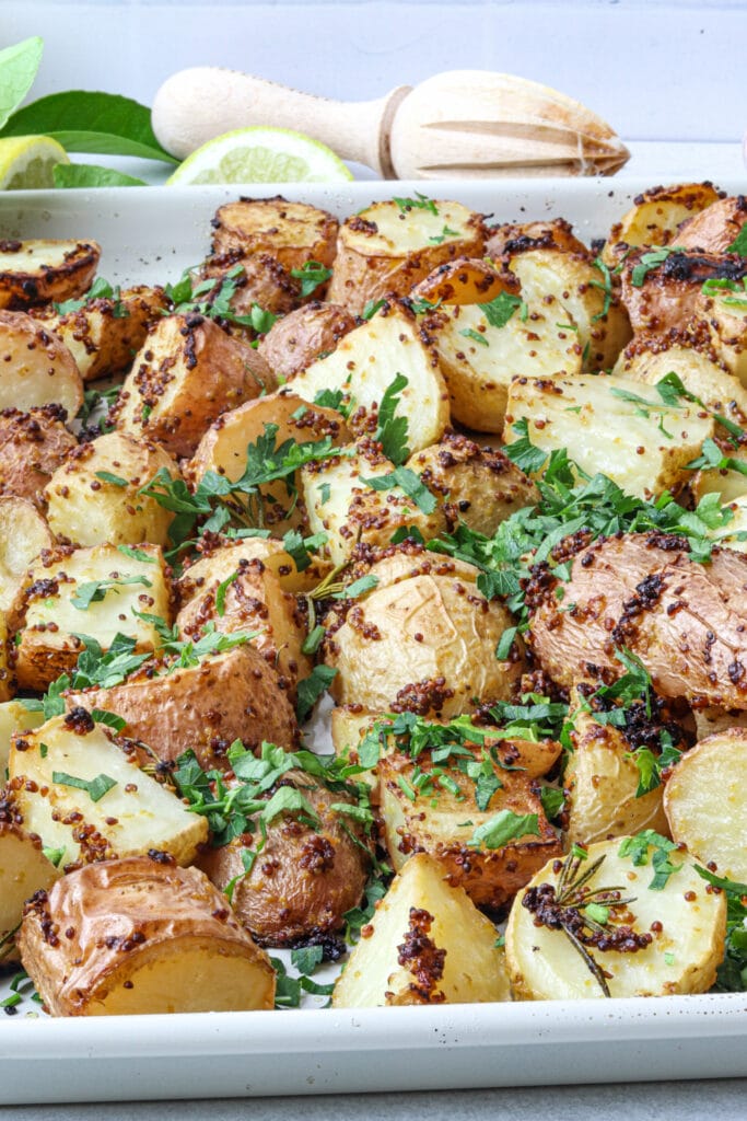 Mustard Roasted Potatoes Recipe featured image focused