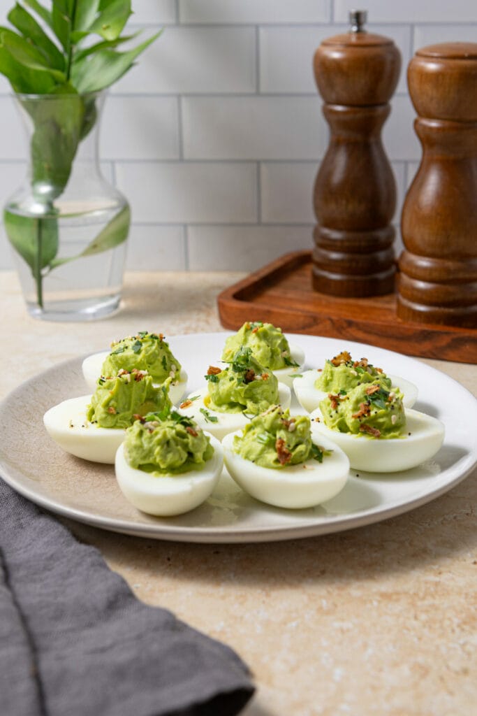 Avocado Deviled Eggs Recipe featured image side view