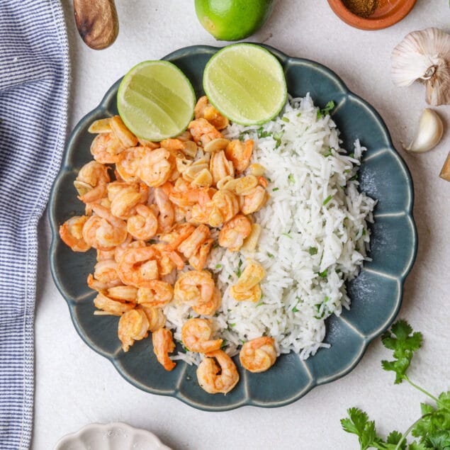 Cilantro Lime Shrimp and Rice top view