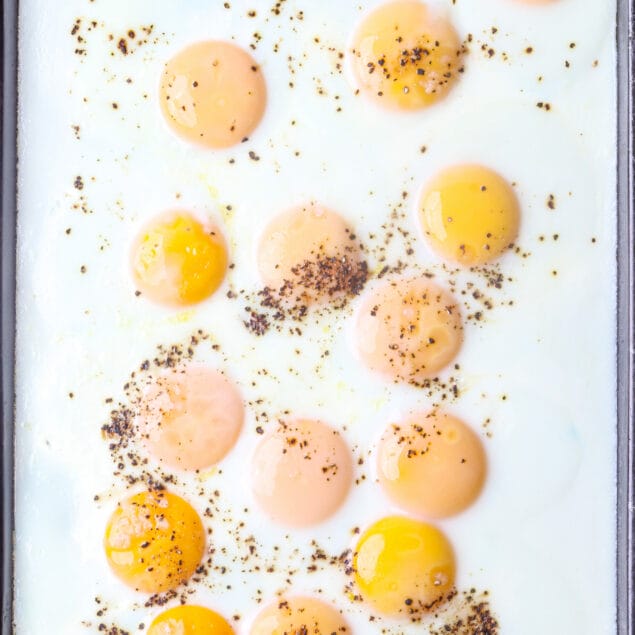 Fried Eggs in the Oven (Sheet Pan) featured image below