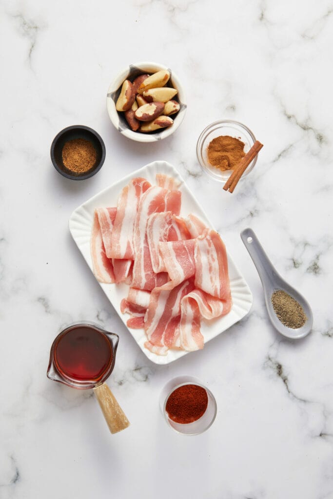 Easy Baked Maple Bacon ingredients top shot
