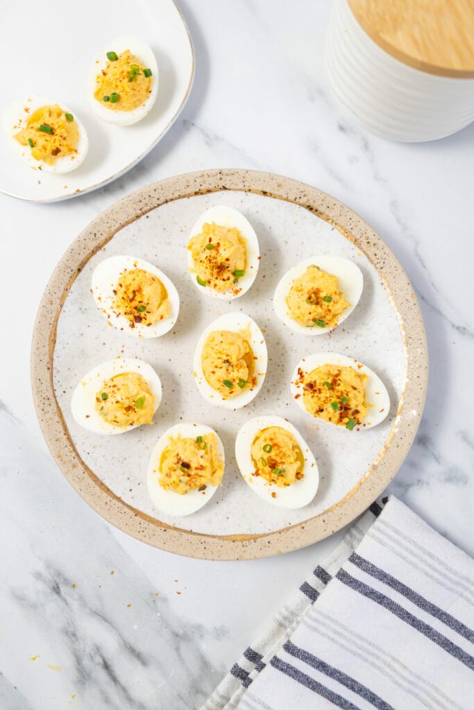 Spicy Deviled Eggs featured image top shot