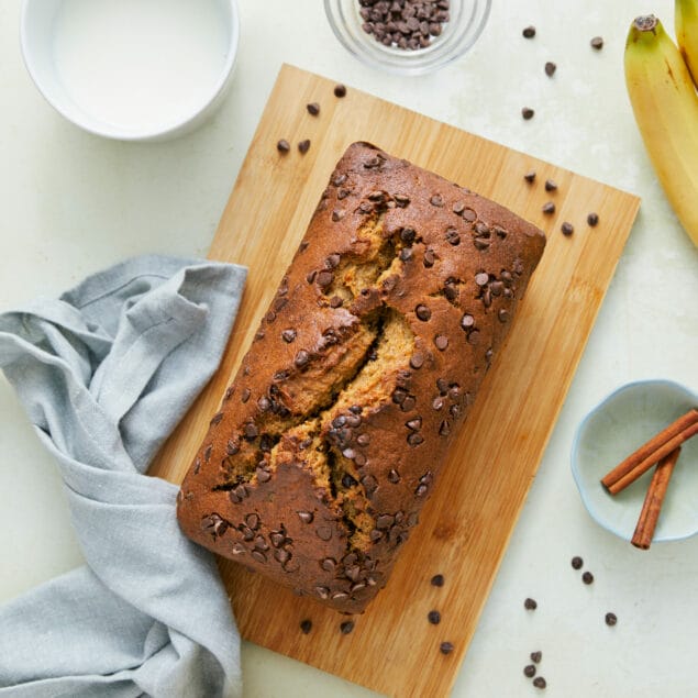 Banana Bread with Chocolate Chips featured top shot