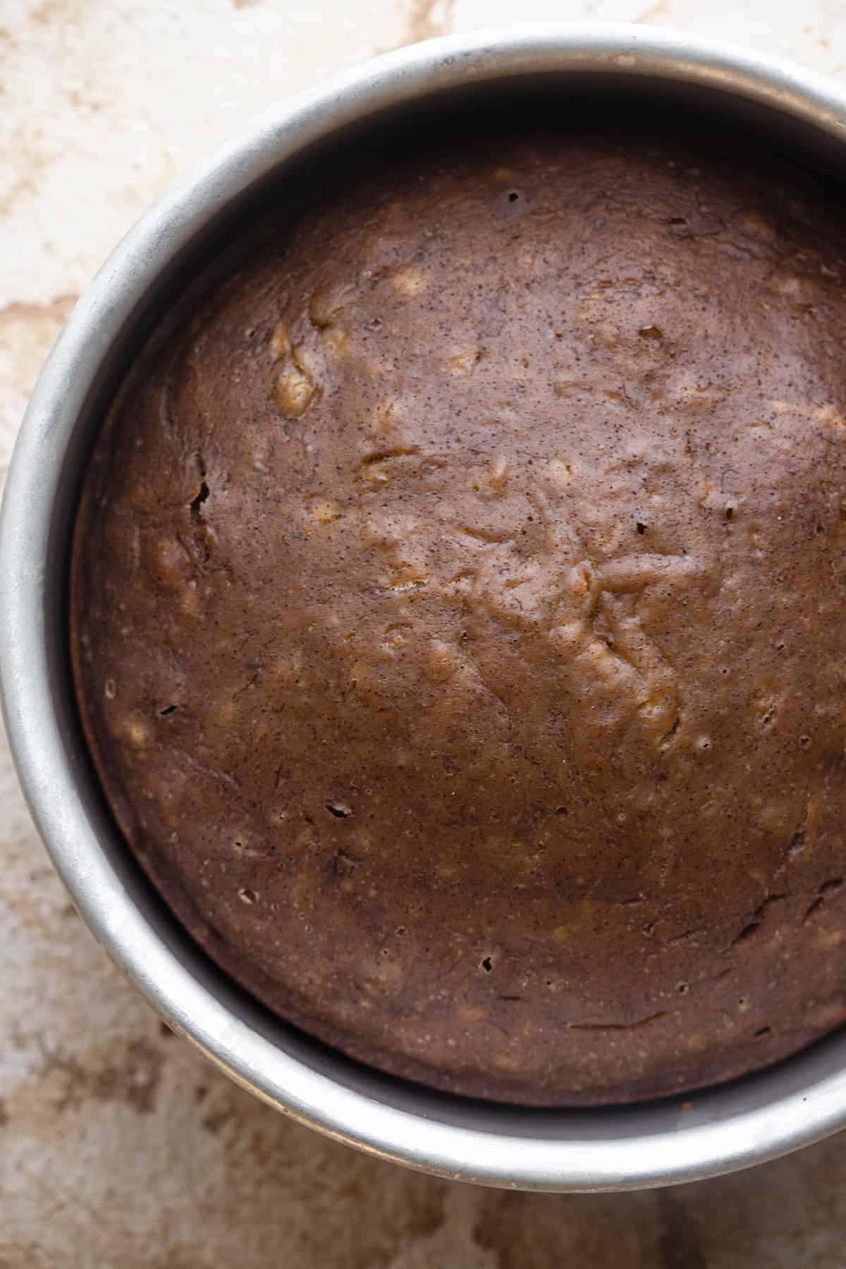 cake pan with Instant Pot Banana Bread in it