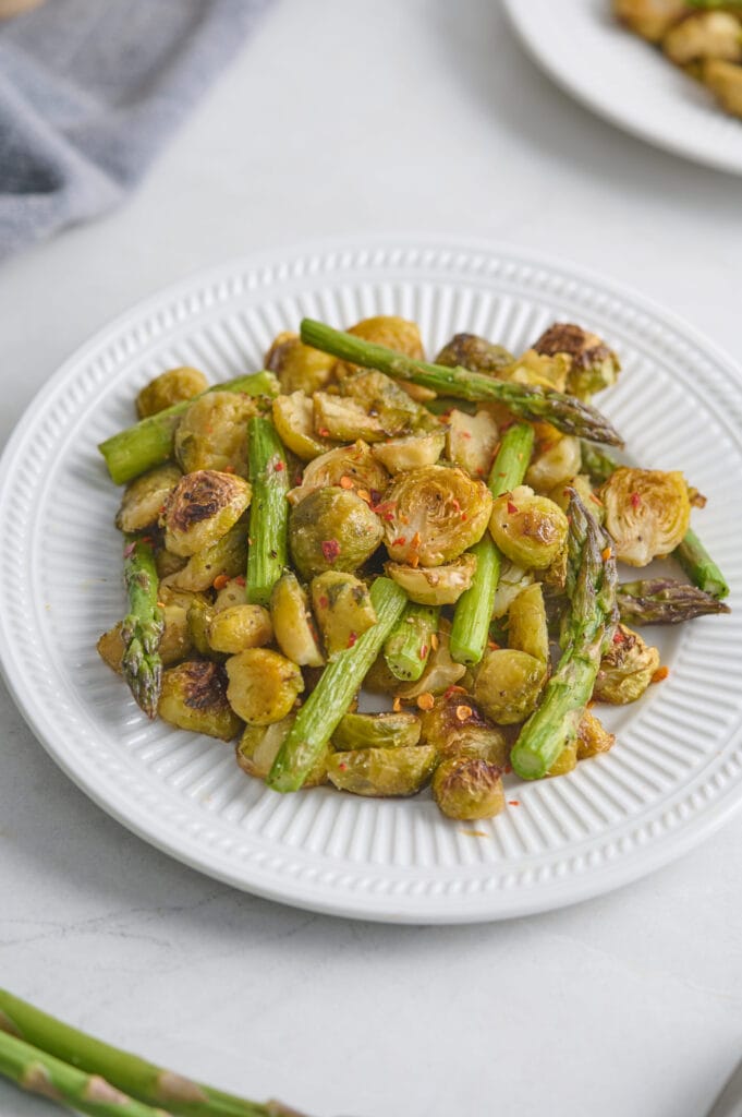 Roasted Brussels Sprouts and Asparagus